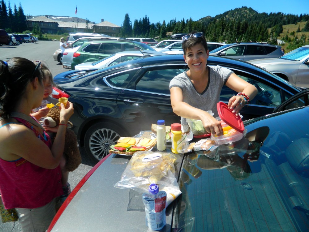 After our never ending drive to Sunrise, Veronica, left, Catarina, Olivia and I enjoyed a picnic in the parking lot.