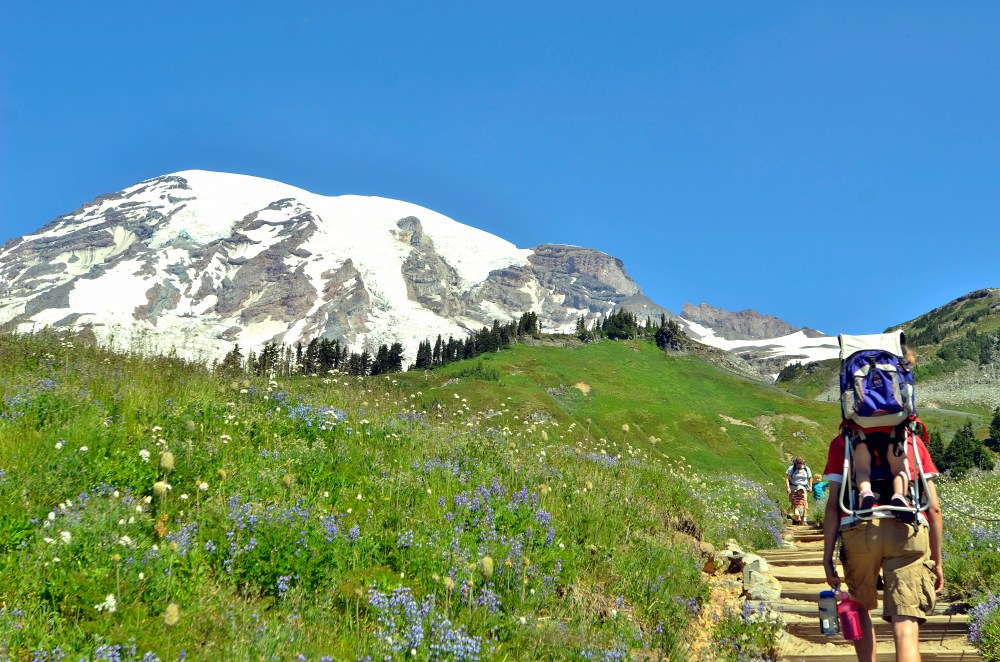 Craig working hard carrying Catarina up the hill.