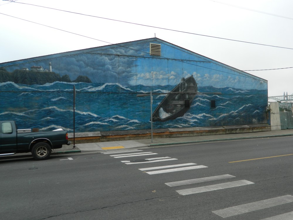 Many of the buildings in downtown Newport had beautiful murals painted onto them.
