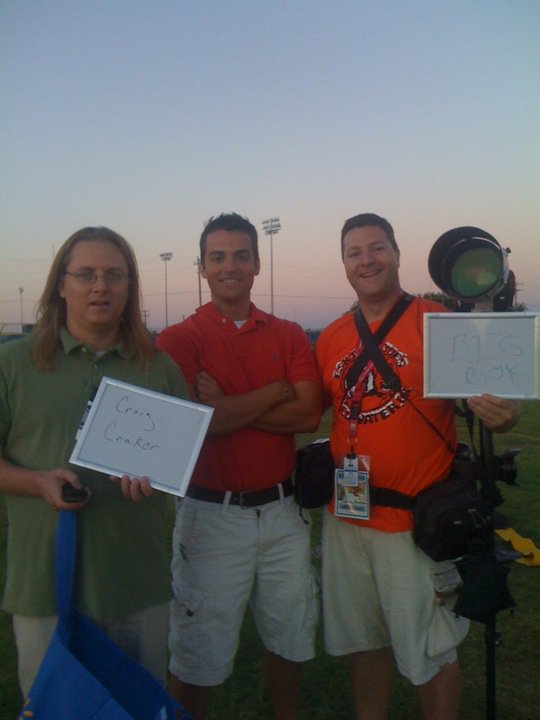 The old crew. Former Odessa American sports editor Chris Gove, left, former Permian beat writer Joel A. Erickson, and photographer extraordinaire Kevin Buehler.