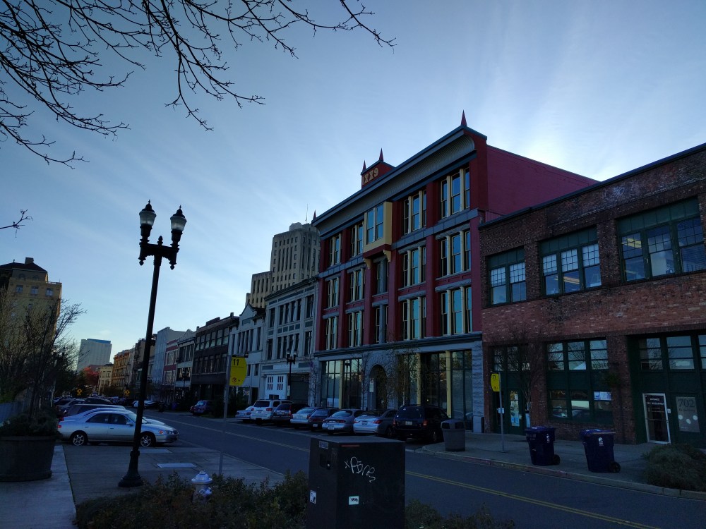 In the historic district in downtown Tacoma a lot of the really old buildings are painted bright colors, which is fun.