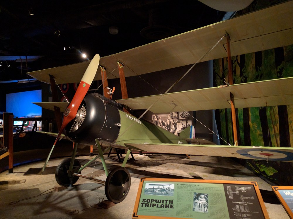 The Sopwith Triplane was a single seat British plane used during World War I. The Museum of Flight has a huge display of World War I and World War II fighter planes.