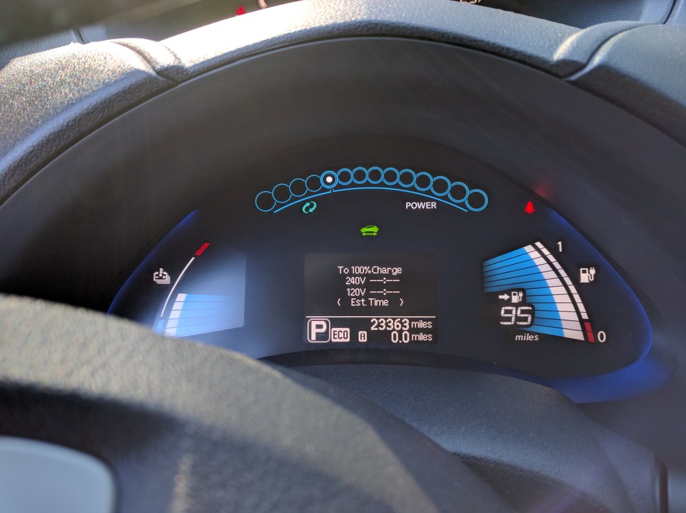 The car charges up to 95 miles at its peak, though I've gotten more than 100 miles out of a charge.