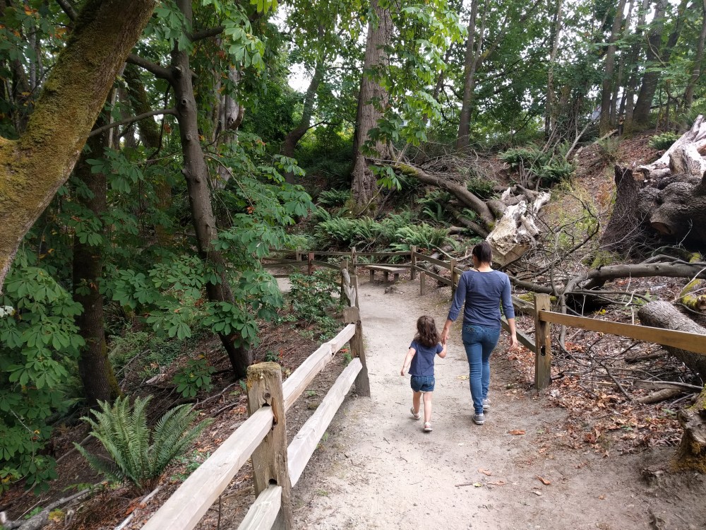 Catarina and Veronica enter the Puget Creek Natural Reserve in North Tacoma.